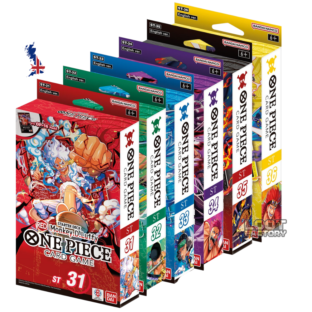 One Piece Card Game - Bundle Intégral : Lot des 6 Starter Decks (ST-31 à ST-36) (EN) + 6 Boosters OP-16