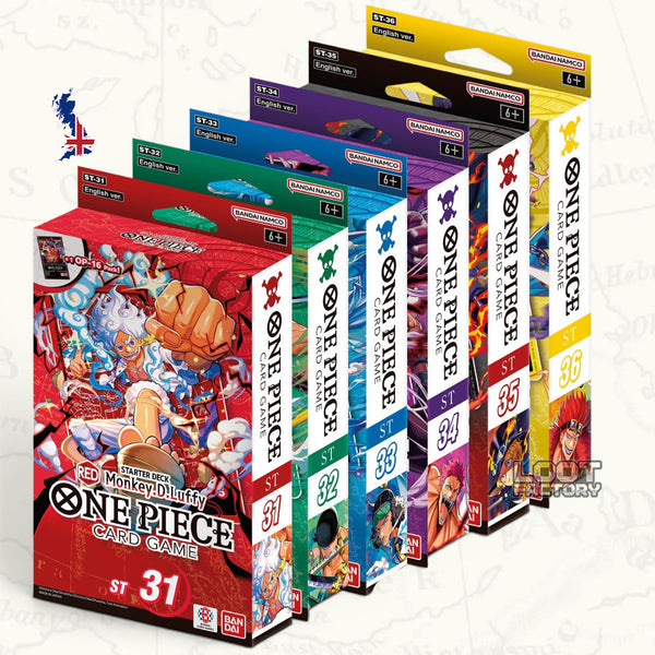 One Piece Card Game - Bundle Intégral : Lot des 6 Starter Decks (ST-31 à ST-36) (EN) + 6 Boosters OP-16
